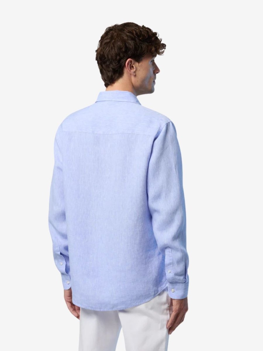 Linen shirt with embroidered logo - Mænd - Light Blue - Gumpel & Co