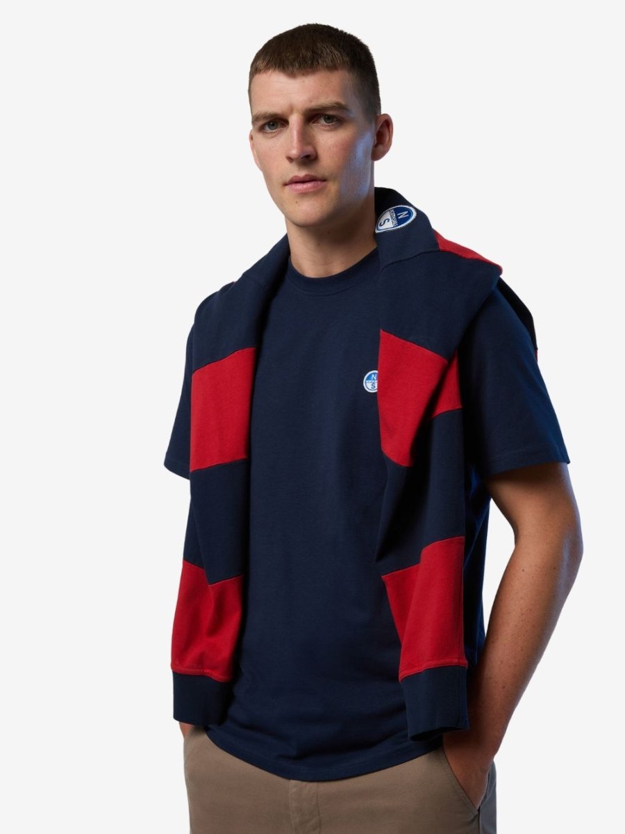 T-shirt with logo patch - Men - Navy Blue - Gumpel & Co