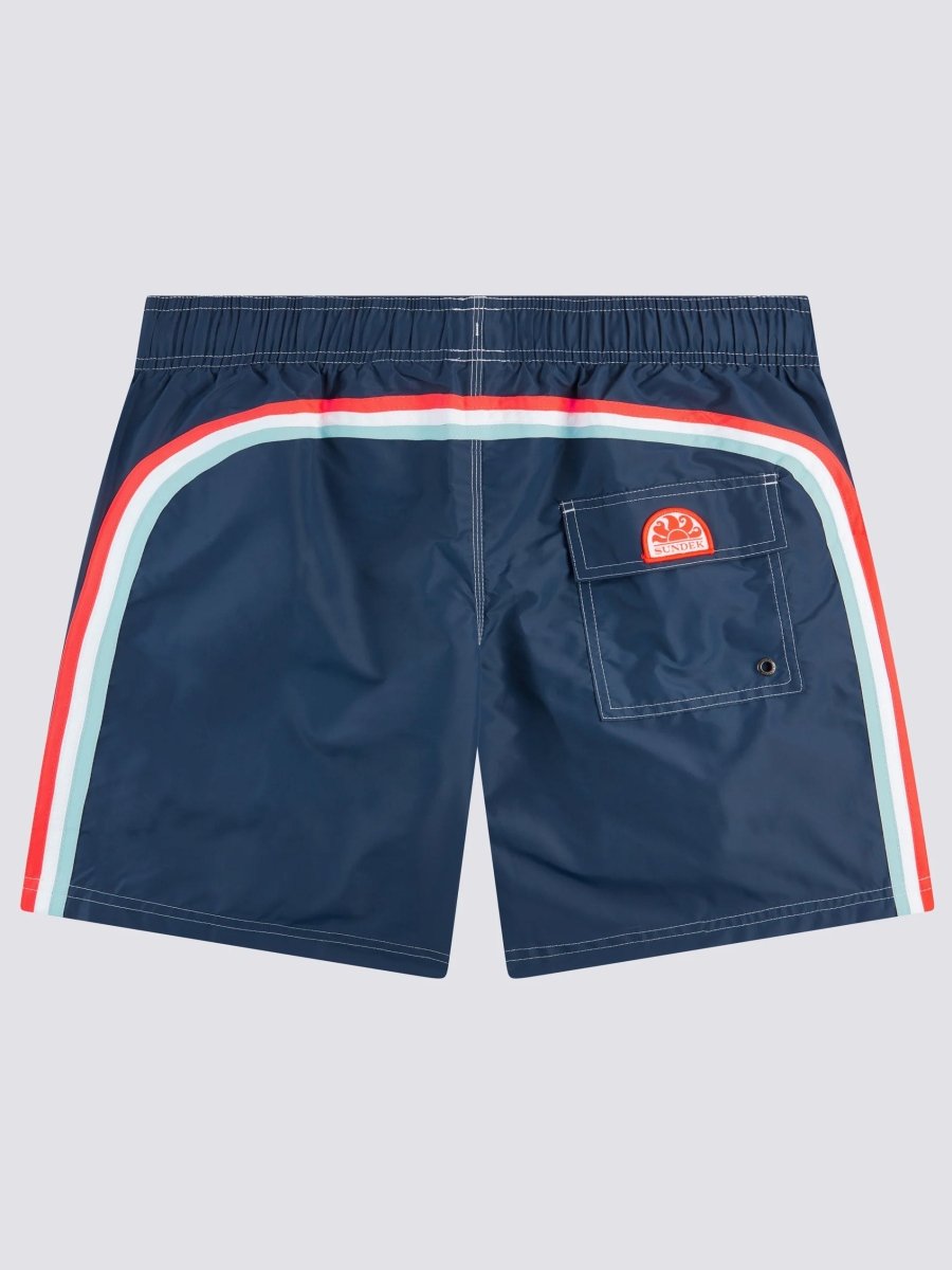 Men's Iconic Stretch Waist Mid - Length Badeshorts - Herre - Navy - Gumpel & Co