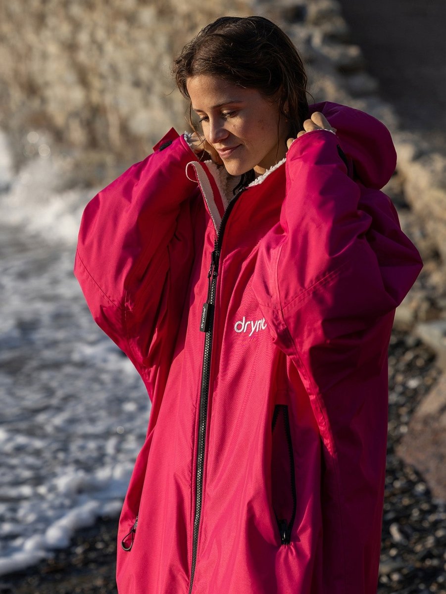 Advance Long Sleeve Surf Poncho - Voksne - Pink/Light Grey - Gumpel & Co