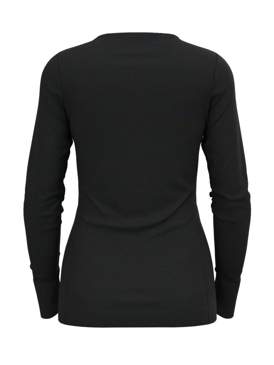 Women's Natural Merinould 200g/m2 Crew Neck skiundertrøje - Dame - Black - Gumpel & Co