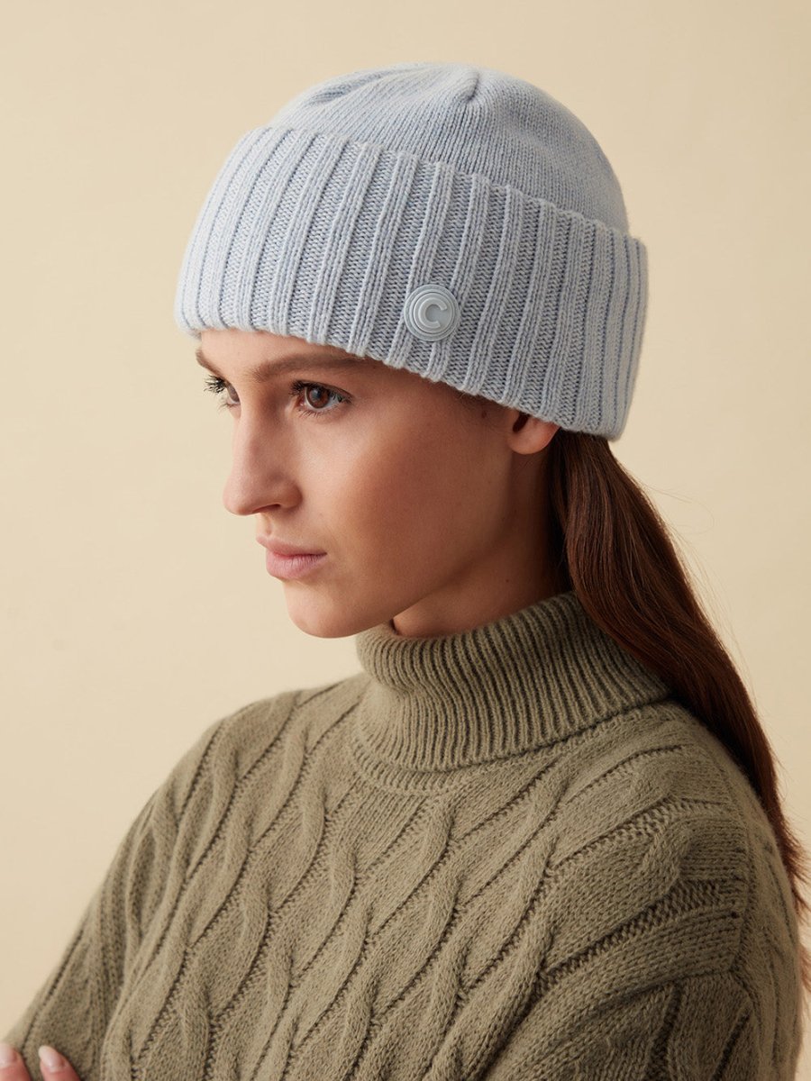 Cashmere and Wool Blend Strikhue - Spa (lyseblå) - Gumpel & Co