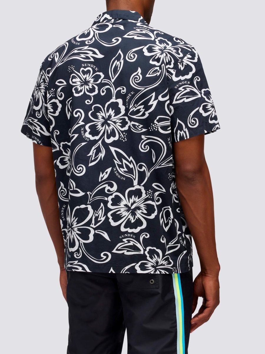 Men's Allov Hibiscus SS Shirt - Herre - Vintage Black - Gumpel & Co