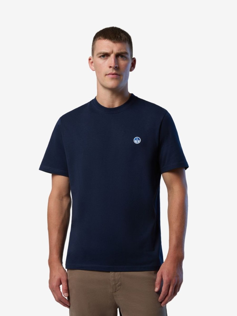 T-shirt with logo patch - Men - Navy Blue - Gumpel & Co