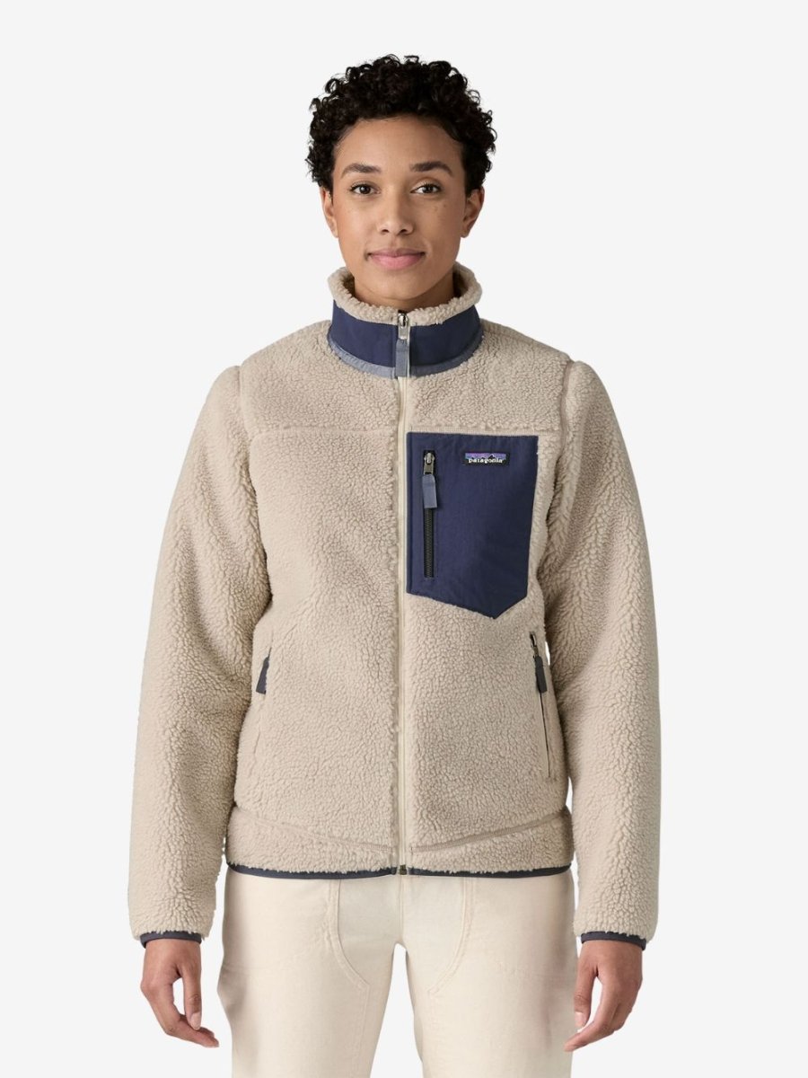 Classic Retro Fleece Trøje - Dame - Natural/New Navy - Gumpel & Co