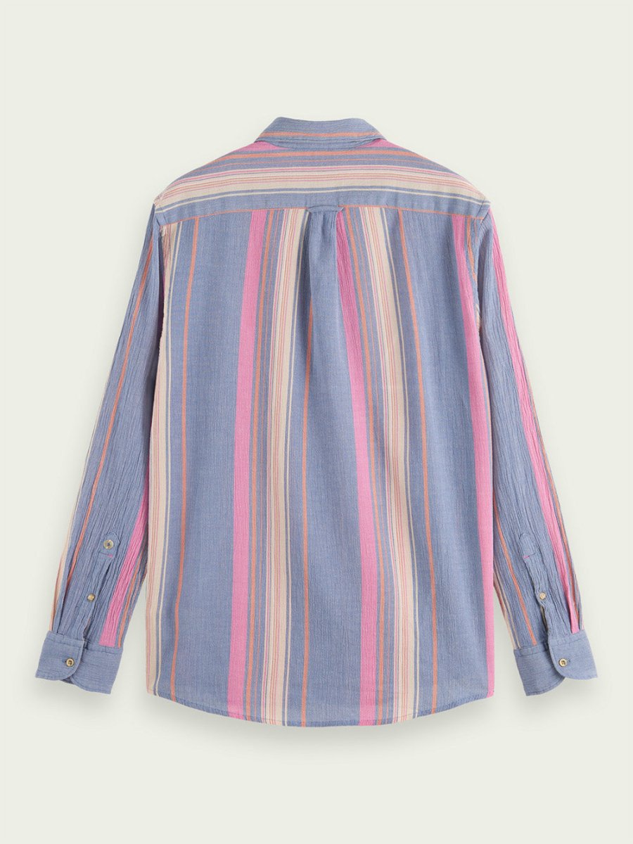 Men's Regular Fit Striped Skjorte - Herre - White/Pink Stripe - Gumpel & Co