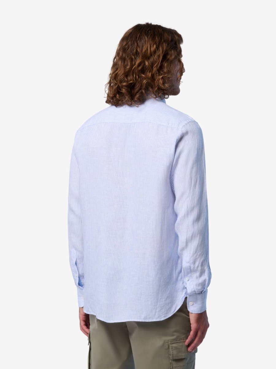 Classic stripe linen shirt - Mænd - Sand/White - Gumpel & Co