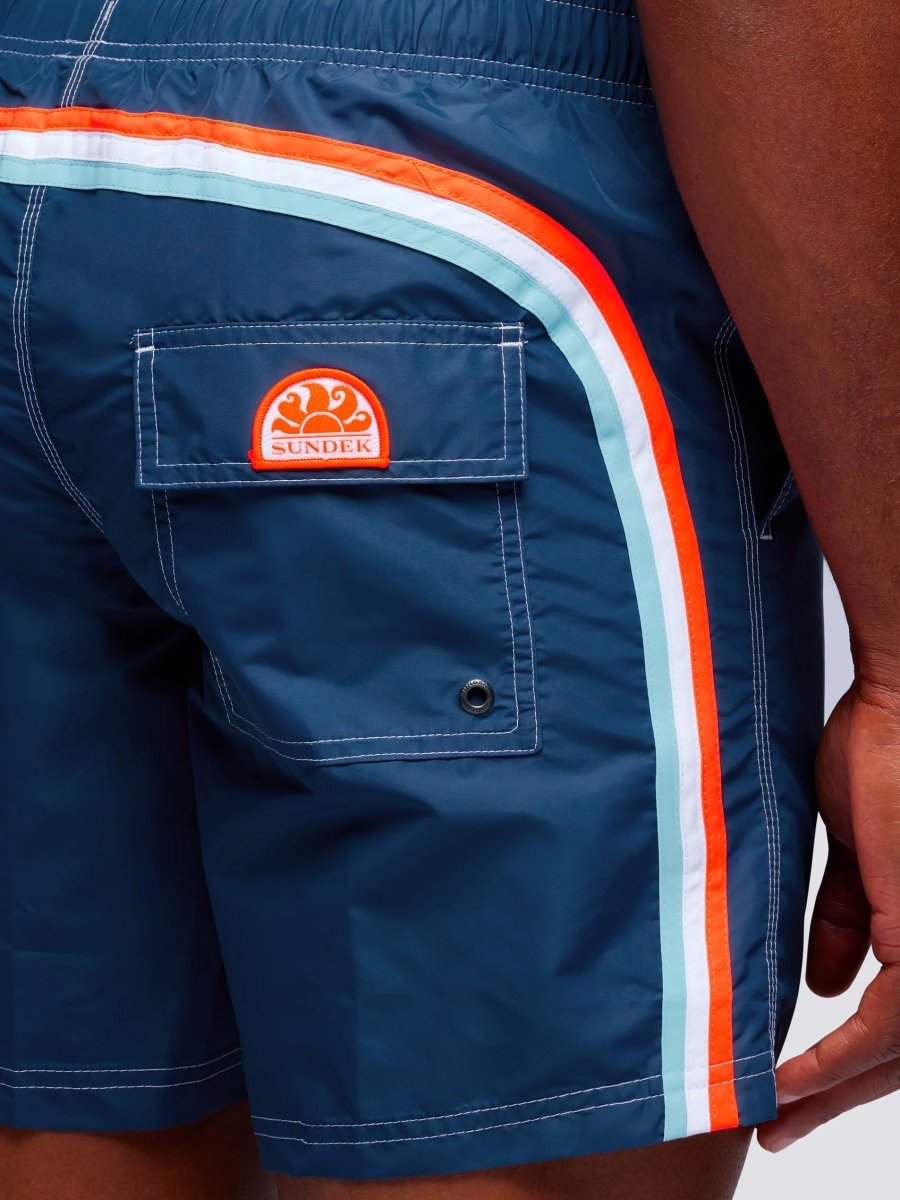 Men's Iconic Stretch Waist Mid - Length Badeshorts - Herre - Navy - Gumpel & Co