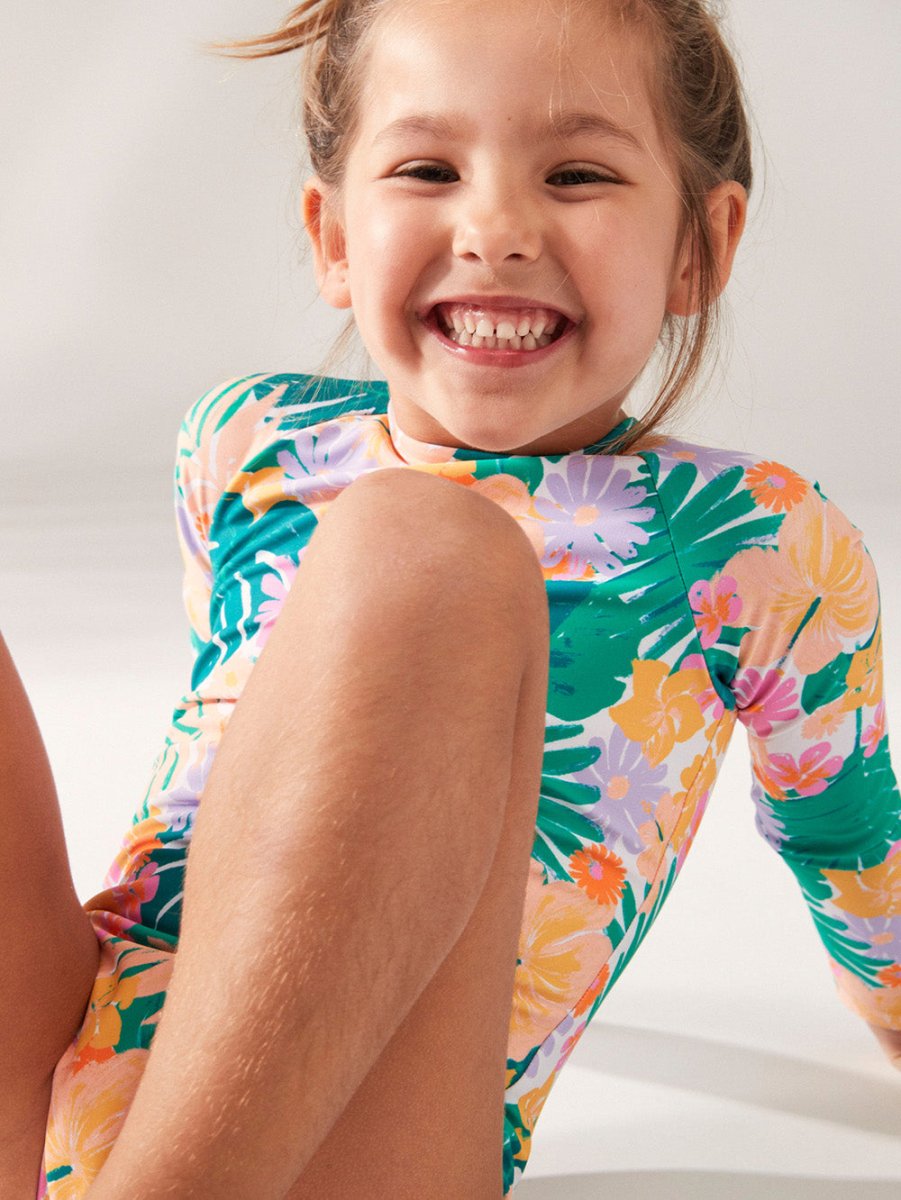 Kids Paradisiac Island Long Sleeve Rash Guard Badedragt - Børn - Mint Tropical Trails - Gumpel & Co