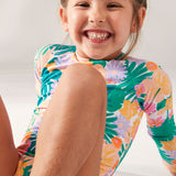 Kids Paradisiac Island Long Sleeve Rash Guard Badedragt - Børn - Mint Tropical Trails