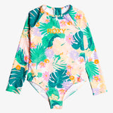 Kids Paradisiac Island Long Sleeve Rash Guard Badedragt - Børn - Mint Tropical Trails