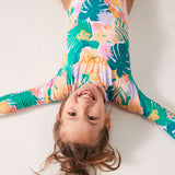 Kids Paradisiac Island Long Sleeve Rash Guard Badedragt - Børn - Mint Tropical Trails