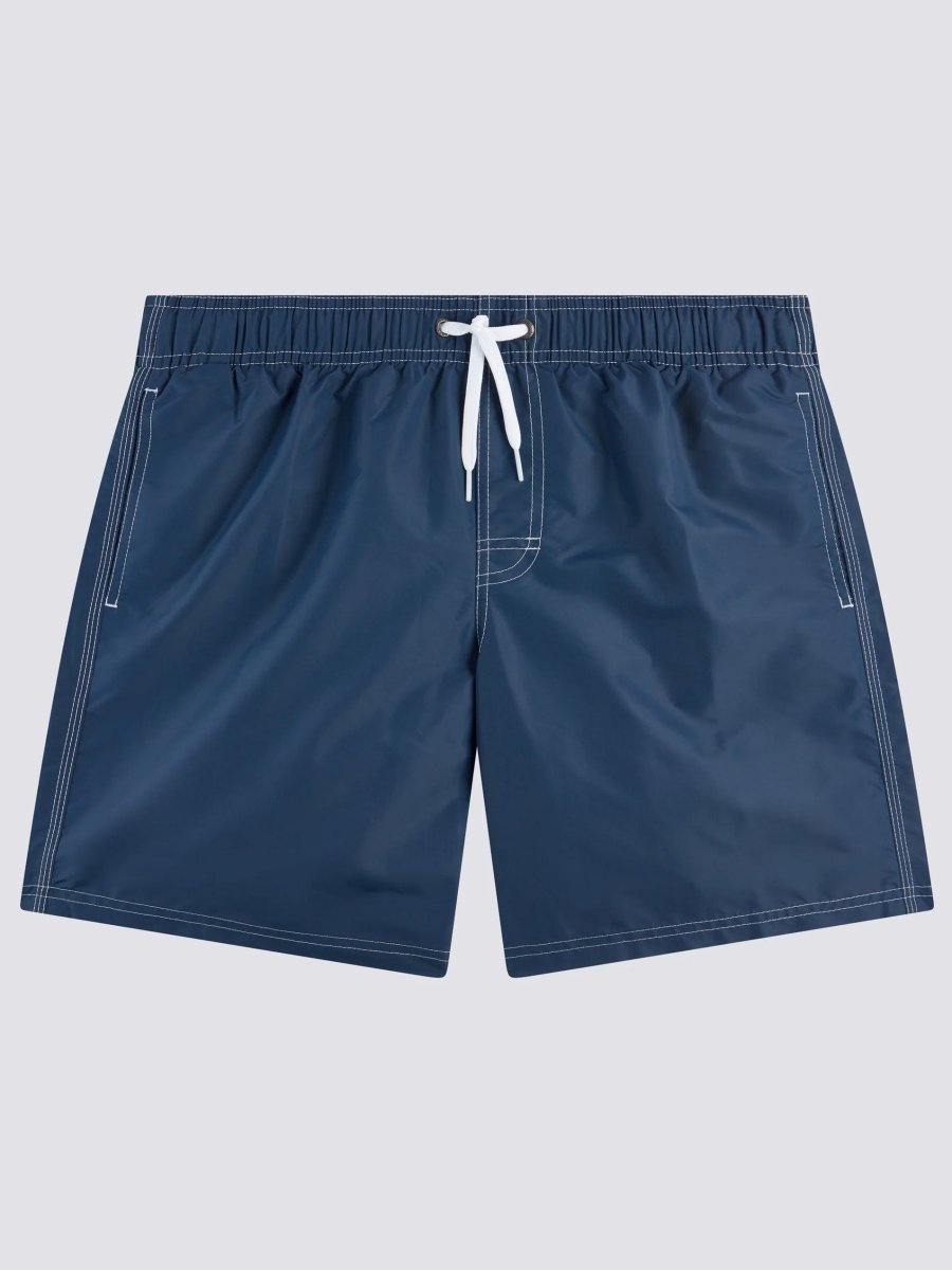 Men's Iconic Stretch Waist Mid - Length Badeshorts - Herre - Navy - Gumpel & Co