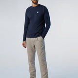 Men's Long-sleeved T-shirt with logo patch - Herre - Navy