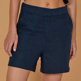 Women's Casual Hør Shorts - Dame - Navy