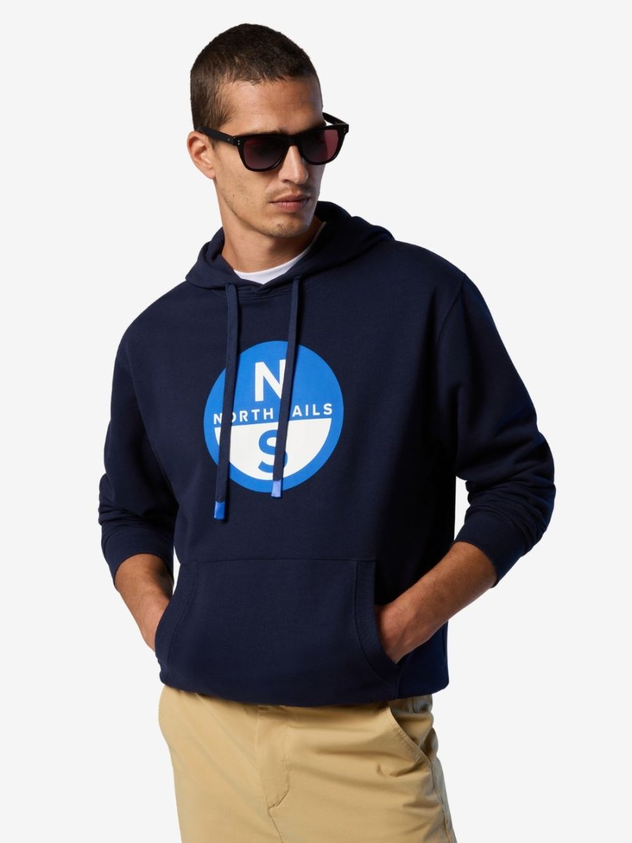 Hoodie with maxi logo print - Herrer - Navy Blue - Gumpel & Co
