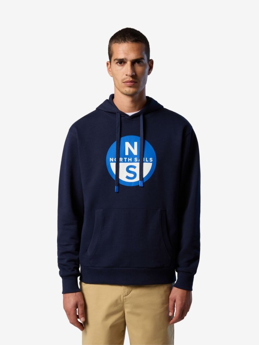 Hoodie with maxi logo print - Herrer - Navy Blue - Gumpel & Co