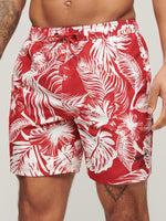 Men's Hawaii-print badeshorts - Herre - Luna Dark Red