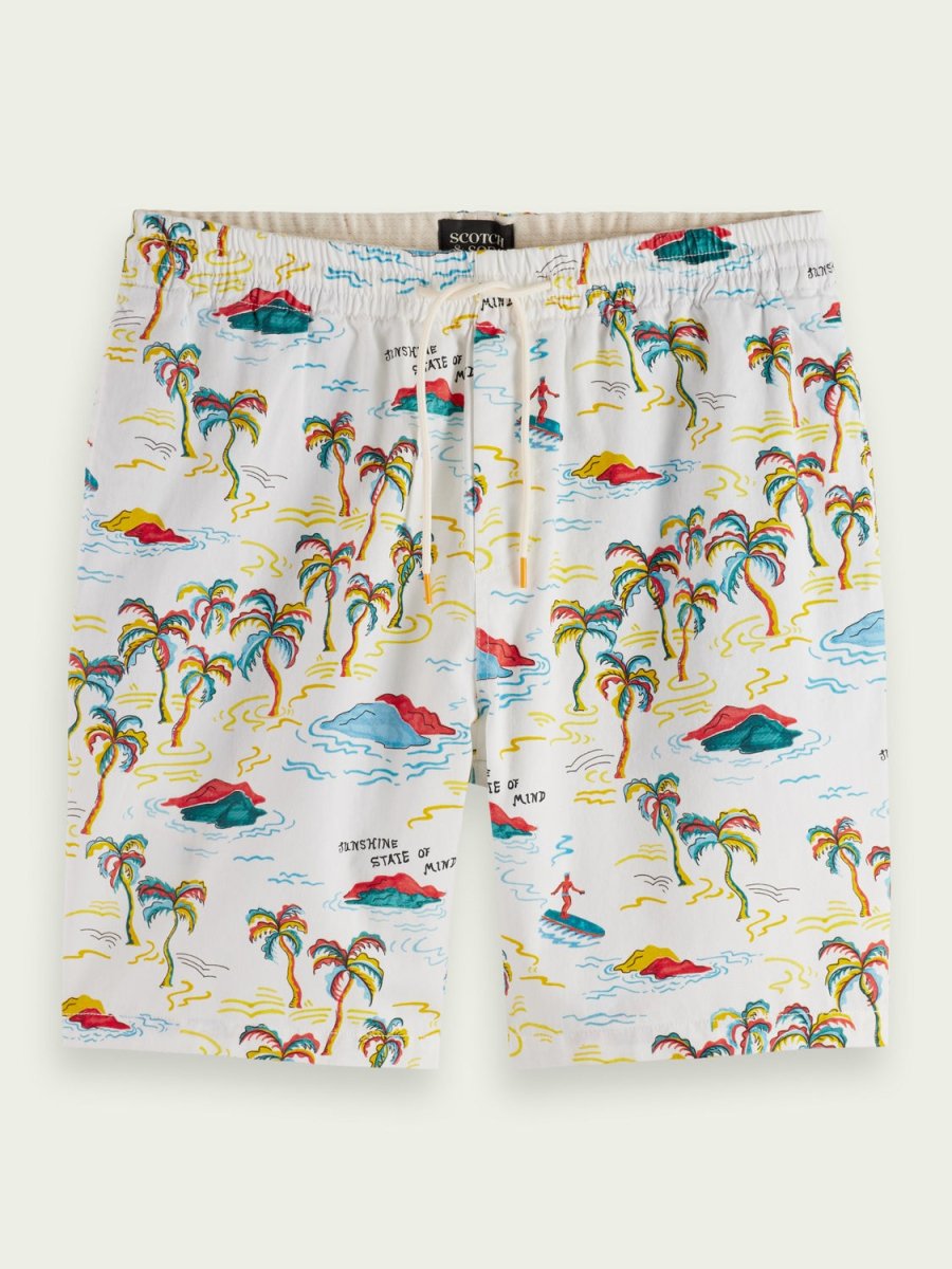 Men's Fave Printed Bermuda Shorts - Herre - White Palmtree - Gumpel & Co