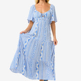 San Carlos Short Sleeve Maxi Dress - Dame - Blue