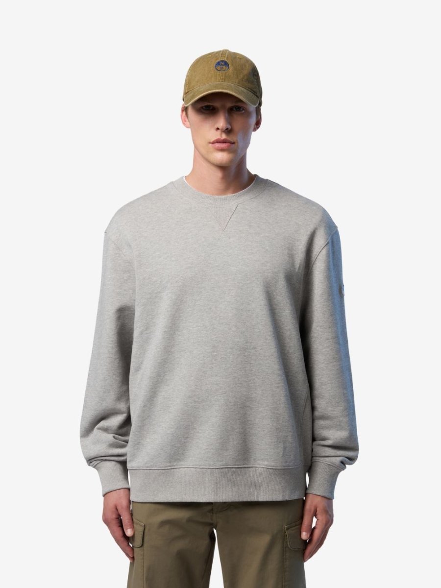 Sweatshirt with side ribbing - Men - Grey Melange - Gumpel & Co