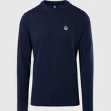 Men's Long-sleeved T-shirt with logo patch - Herre - Navy