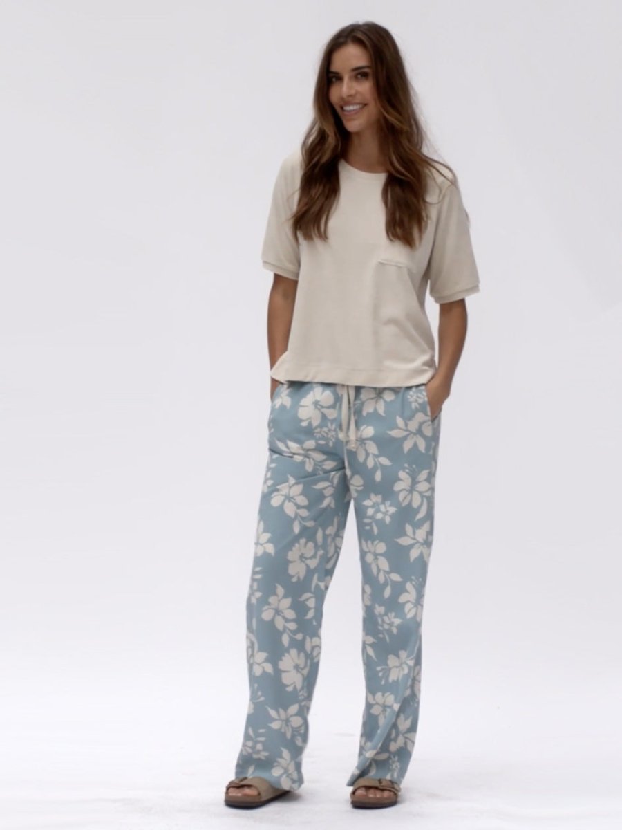 Anisette Flowerprint Sommerbukser - Dame - Sea - Gumpel & Co