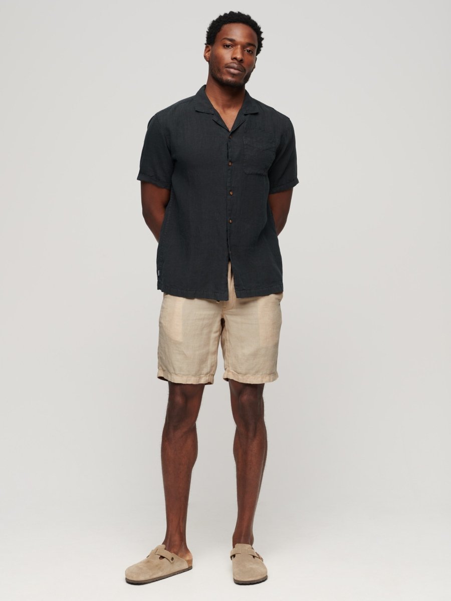 Men's Drawstring Linen Shorts - Herre - Stone Grey - Gumpel & Co