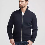 Men's Måns Knitted Zip Windproof Sweater - Herre - Navy