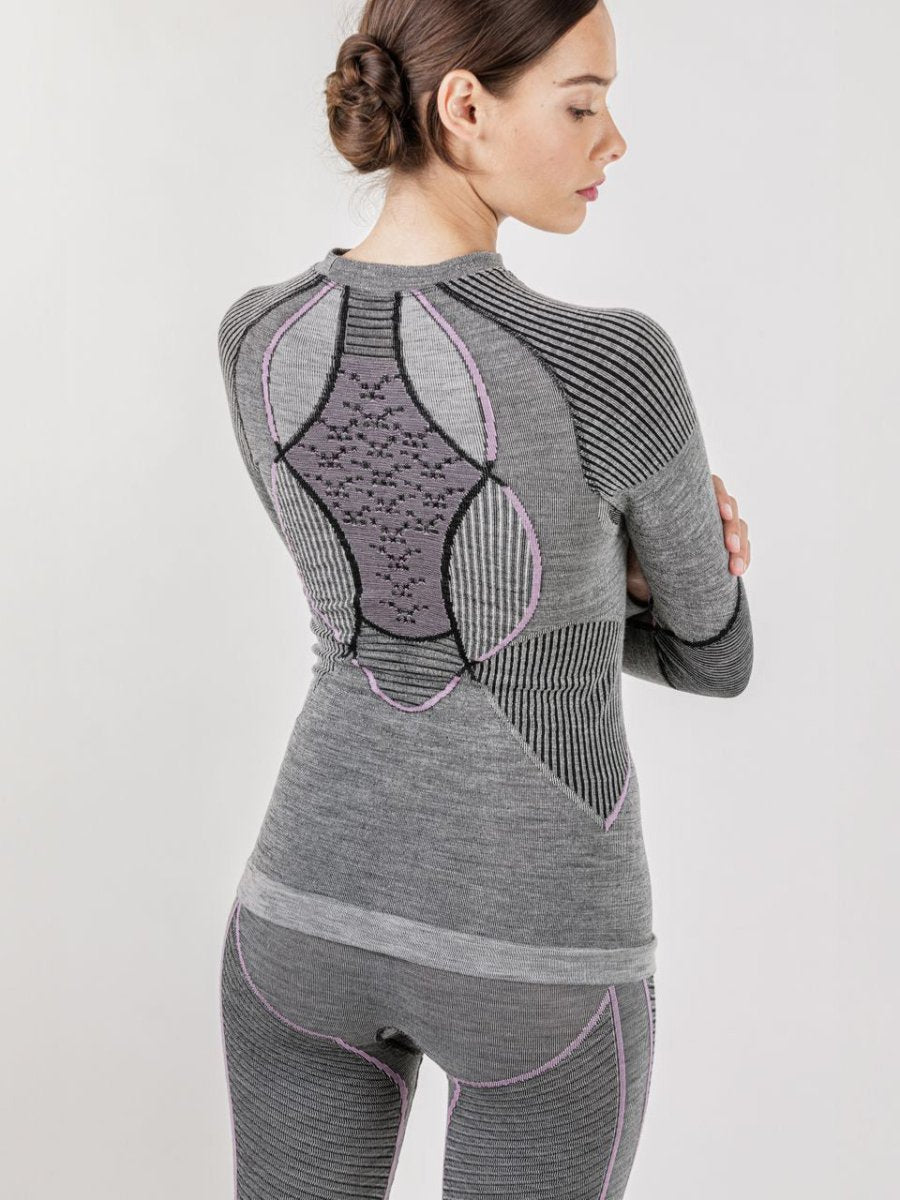 Women's Merino Baselayer Skiunderbukser - Dame - Black/Grey/Magnolia - Gumpel & Co