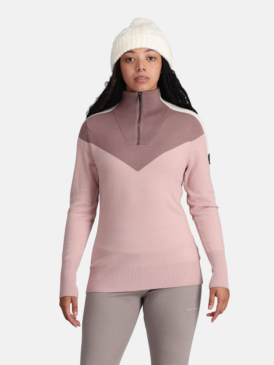 Women's Voss Half - Zip Uld Striktrøje - Dame - Prim Pink - Gumpel & Co
