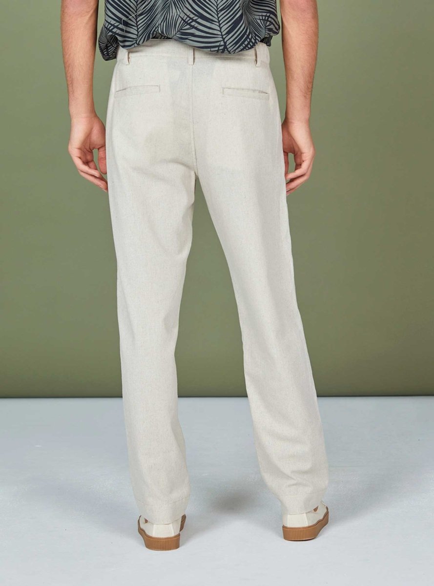 Men's Naturel Chino Hør Buks - Herre - Fog - Gumpel & Co