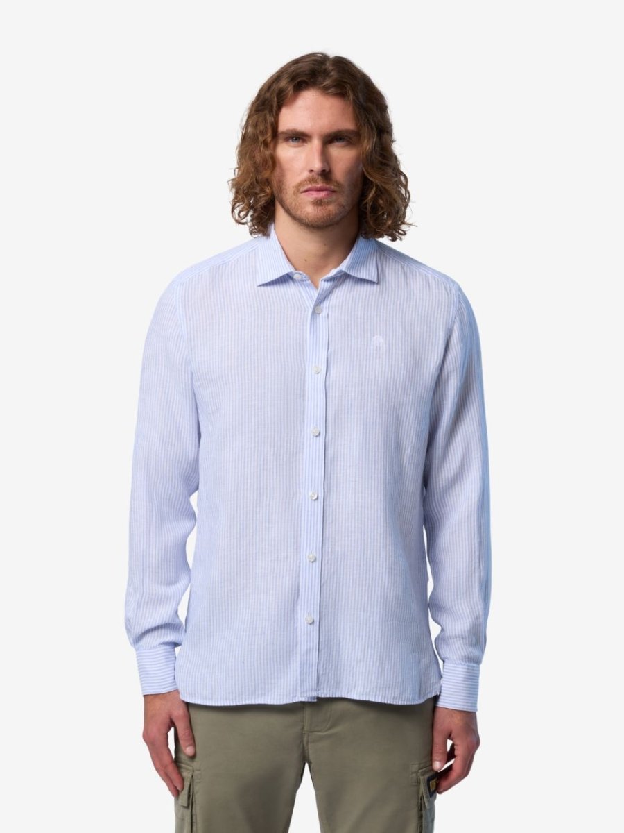 Classic stripe linen shirt - Mænd - Blue/White - Gumpel & Co