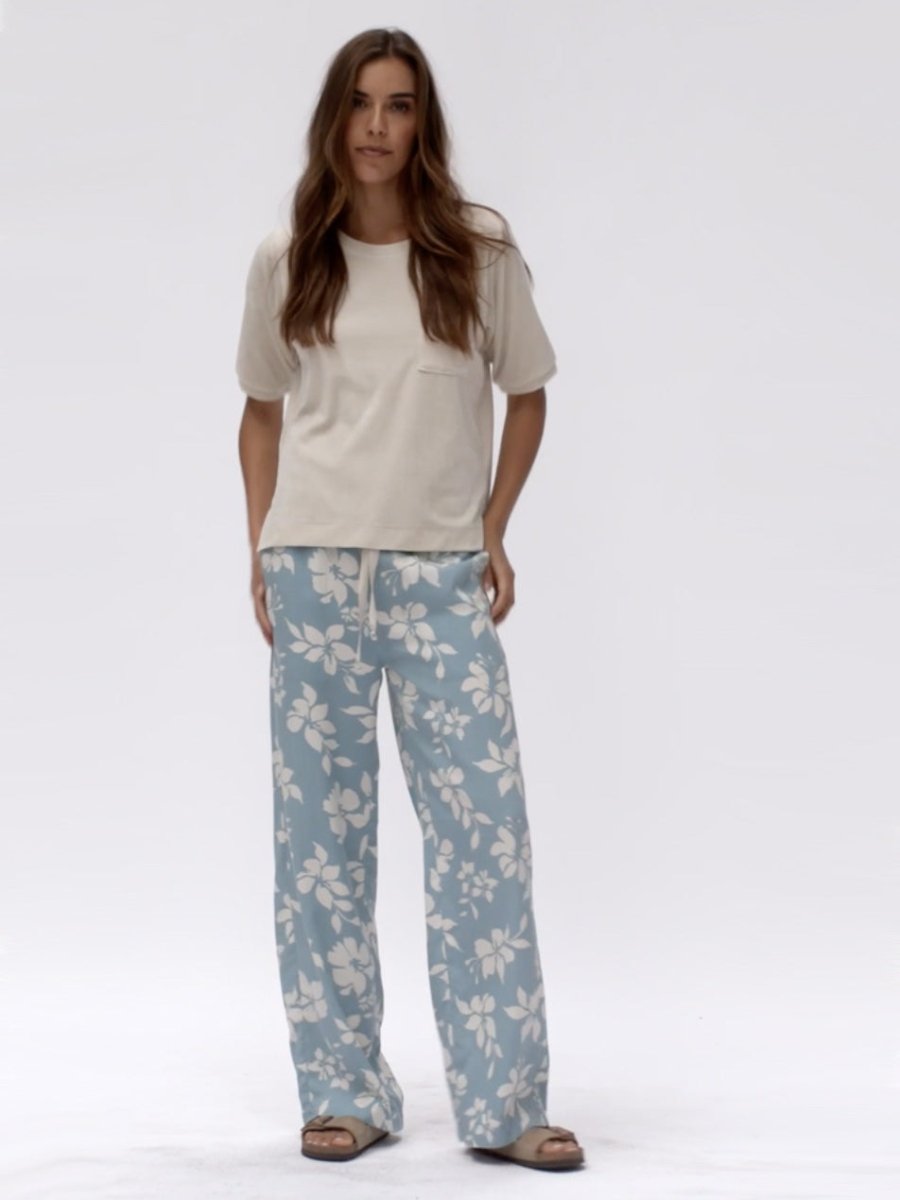 Anisette Flowerprint Sommerbukser - Dame - Sea - Gumpel & Co