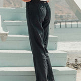 Women's Oceanside Flared Hør Bukser - Dame - True Black