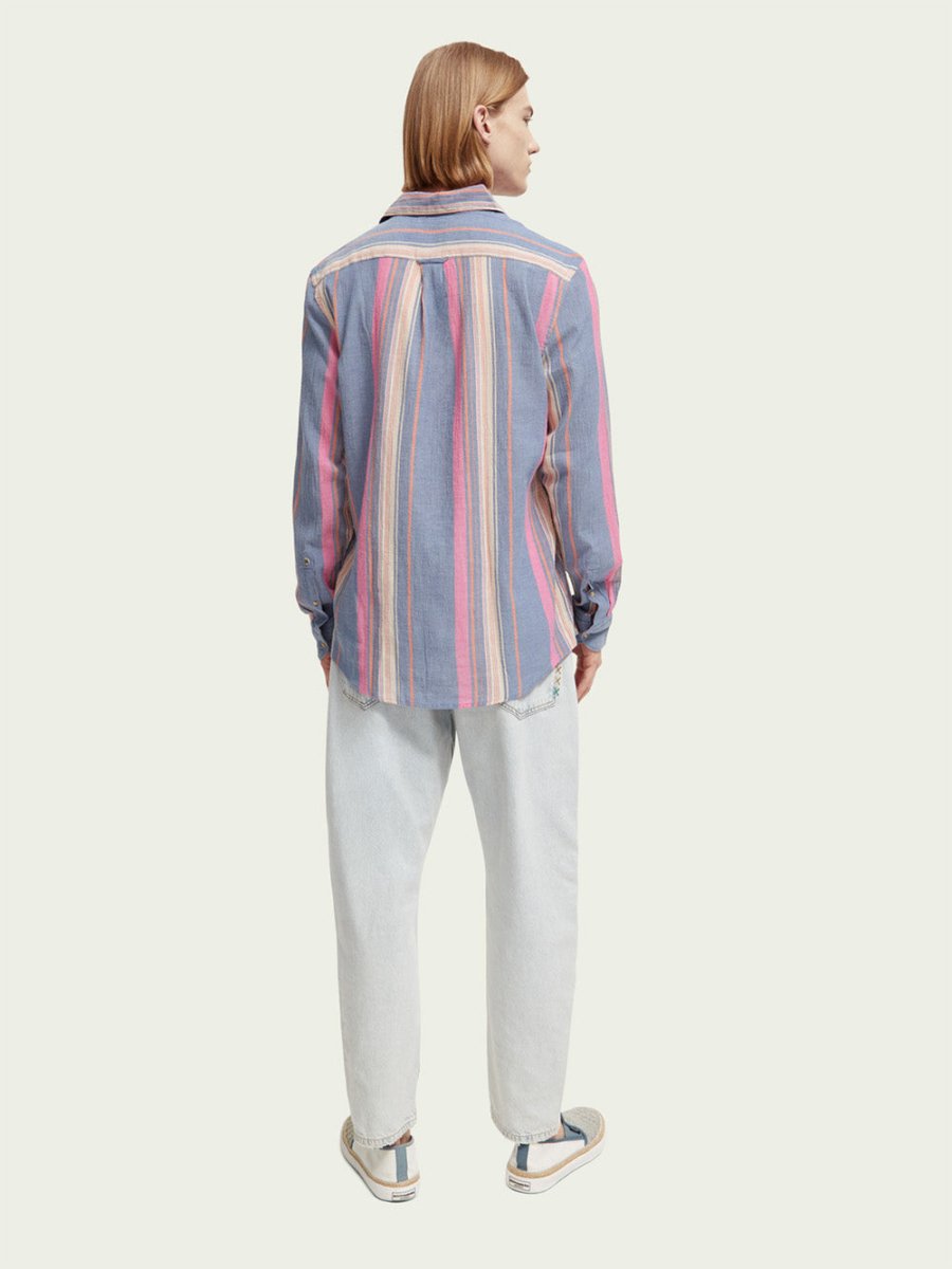 Men's Regular Fit Striped Skjorte - Herre - White/Pink Stripe - Gumpel & Co