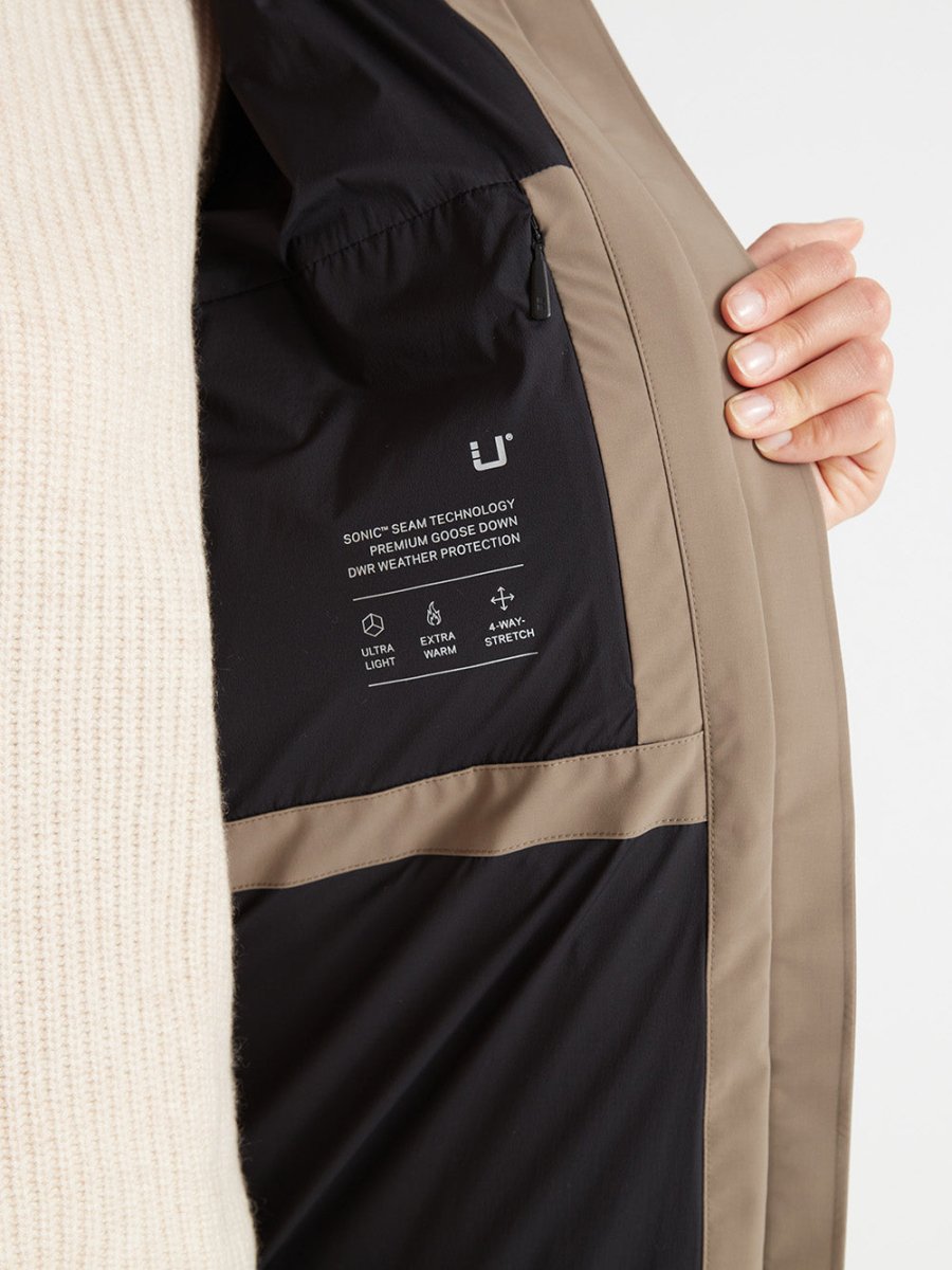 Thundra Dunfrakke - Dame - Dark Sand - Gumpel & Co