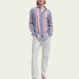 Men's Regular Fit Striped Skjorte - Herre - White/Pink Stripe