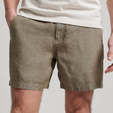 Men's Overfarvede Shorts i Hør - Herre - Washed Khaki