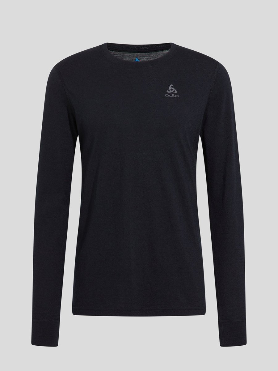 Men's Natural Merinould 200g/m2 Crew Neck Skiundertrøje - Herre - Black - Gumpel & Co
