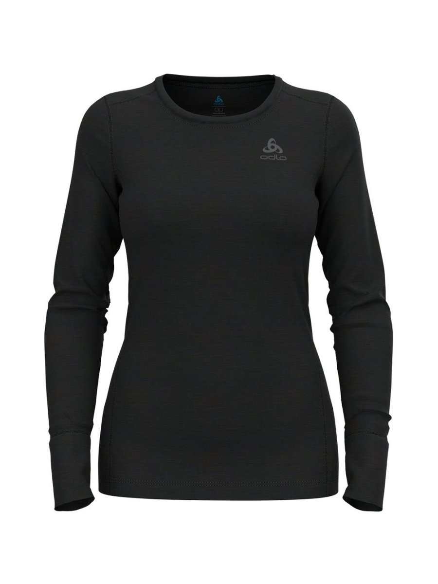 Women's Natural Merinould 200g/m2 Crew Neck skiundertrøje - Dame - Black - Gumpel & Co
