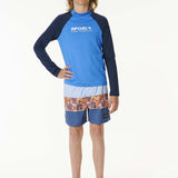 Junior Shock UPF 50+ Long Sleeve UV t-shirt - Børn - Blue Gum