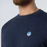 Men's Long-sleeved T-shirt with logo patch - Herre - Navy