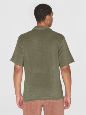KnowledgeCotton Apparel - Men's Terry Short Sleeve Shirt - Herre - Burned Olive