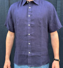 North Sails - Men's Short Sleeve Spread Colla Hør Skjorte - Herre - Navy Blue