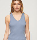 Superdry - Women's Essentials top med blondekanter - Dame - Tidal Blue