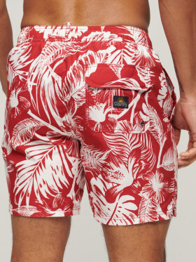 Superdry - Men's Hawaii-print badeshorts - Herre - Luna Dark Red