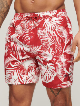 Superdry - Men's Hawaii-print badeshorts - Herre - Luna Dark Red