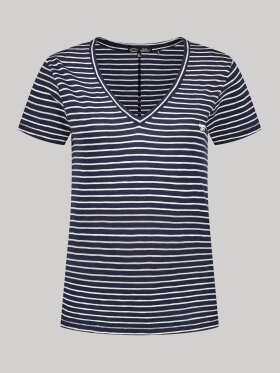 Superdry - Women's T-shirt med V-hals - Dame - Navy Optic Stripe