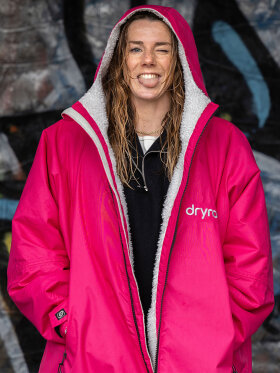 Dryrobe - Advance Long Sleeve Surf Poncho - Voksne - Pink/Light Grey